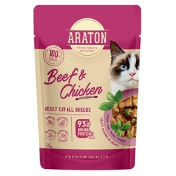 ARATON Adult Cat Beef and Chicken, 85g saszetka